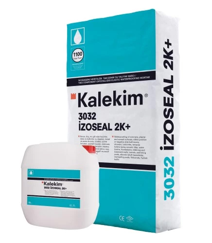 Двухкомпонентный проникающий кристаллизированный высокоэластичный гидроизоляционный раствор 3032 Izoseal 2K+ Белая жидкость, 10 л, Kalekim